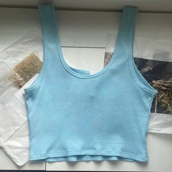 Light blue Ribbed Tank Top - Picture 2 of 3